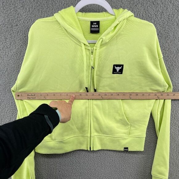 Under Armour Project Rock Heavyweight Terry Full-Zip Hoodie NWT Cropped sz large - Picture 10 of 15